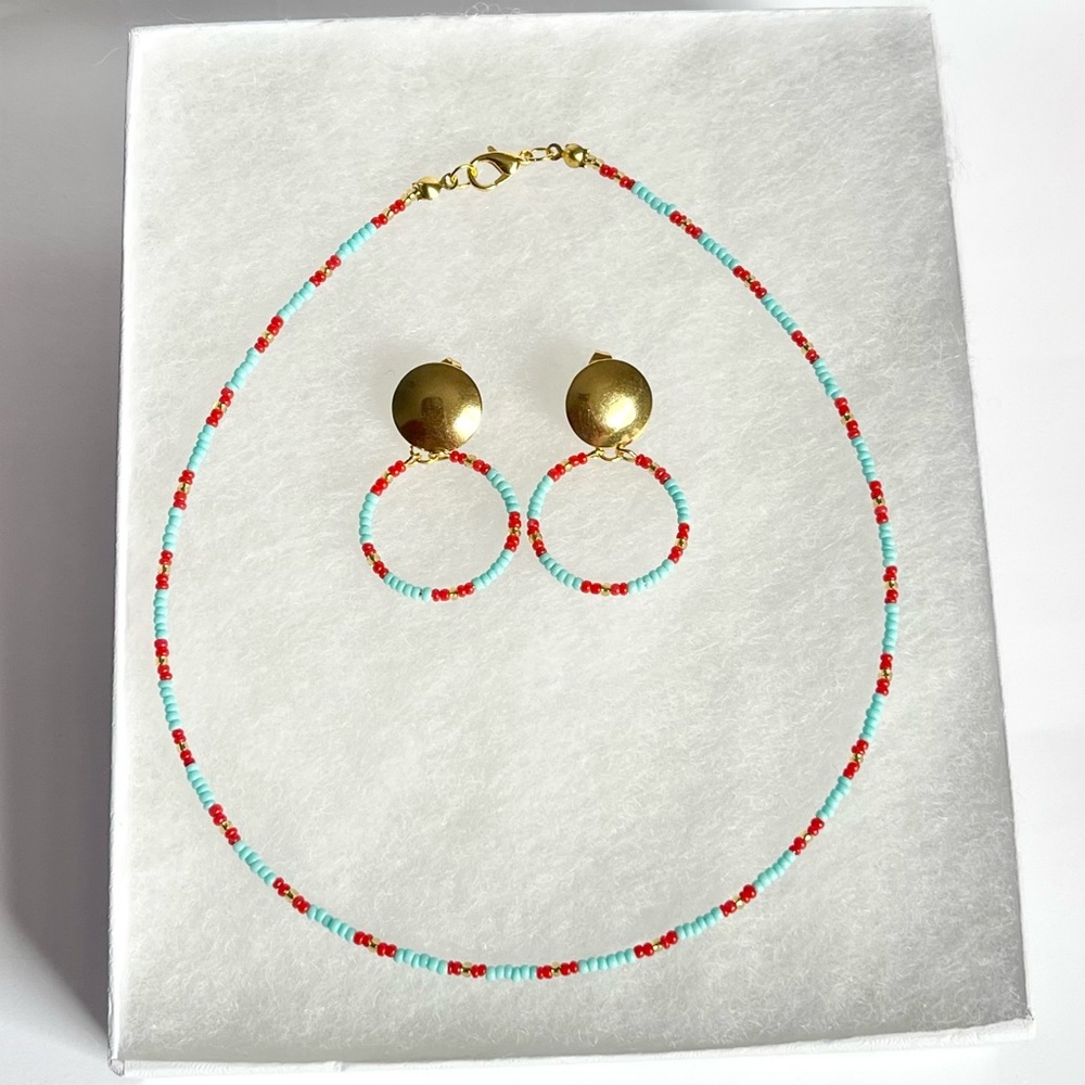 Beaded Necklace Earring Set